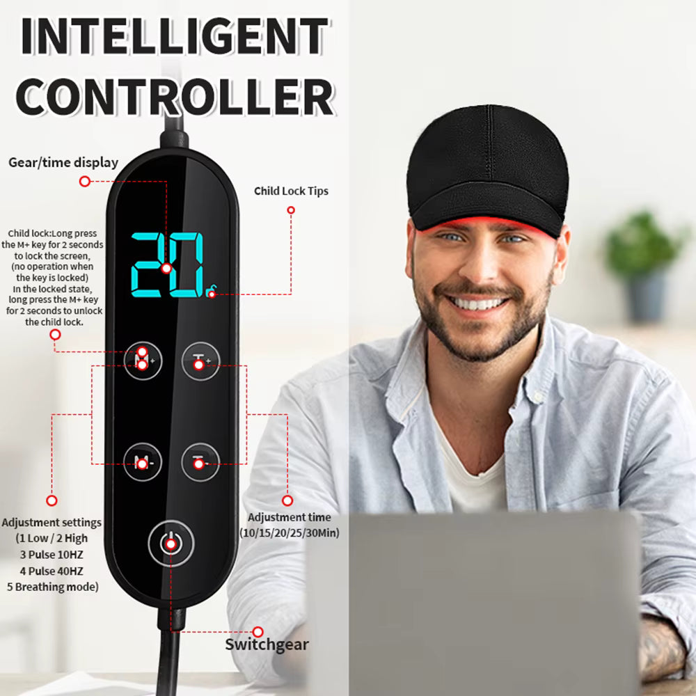 180Pcs Infrared LEDs 660&850&940nm Red Light Therapy Hair Growth Cap for Hair Regrowth Anti Hair Loss Relax Scalp Hair Care Hat